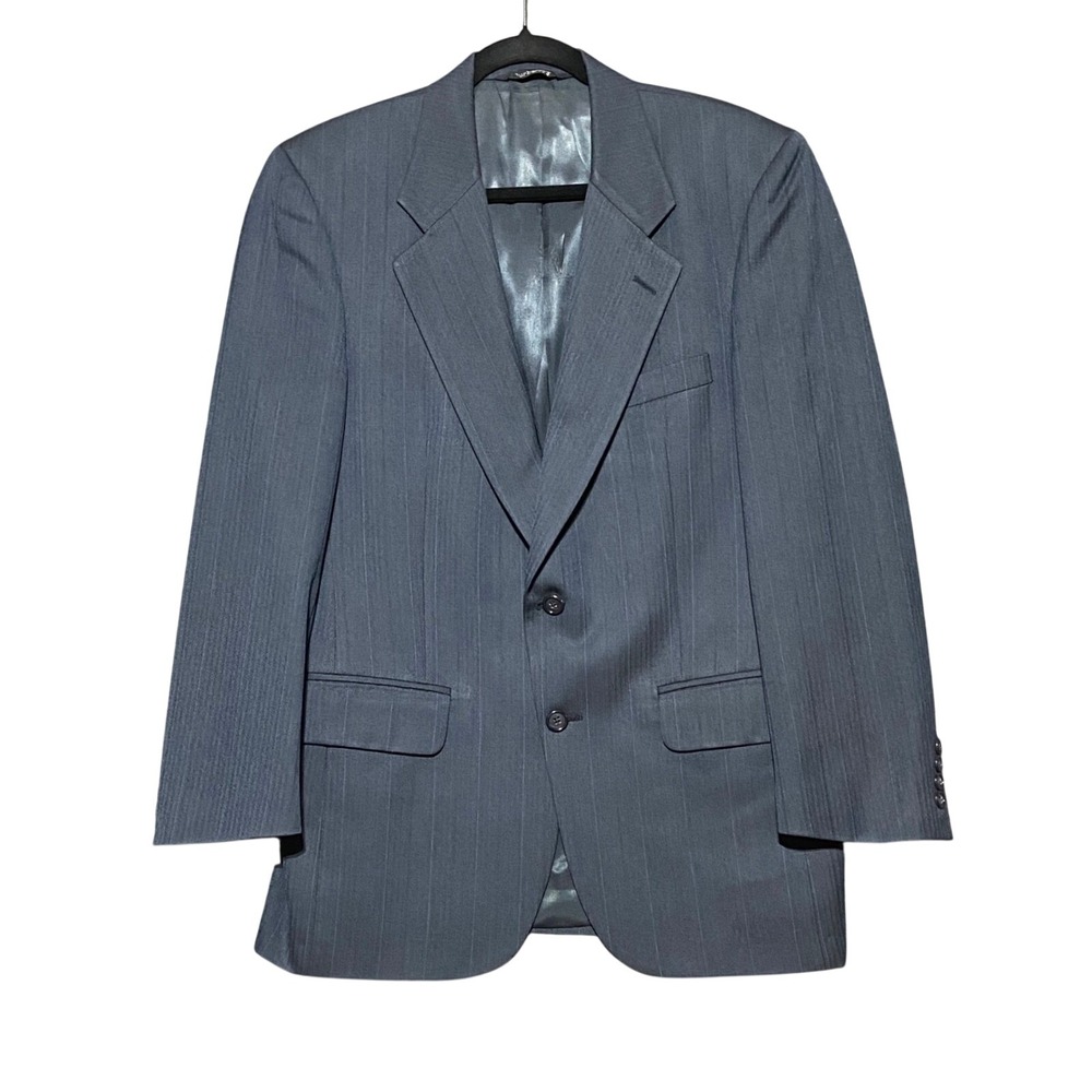 Burberrys Prorsum Mens Navy Blue 100% Pure Wool Herringbone Pinstripe Blazer 40R